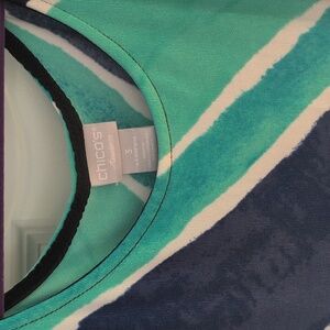 Chico's Navy and Teal Striped Maxi Dress